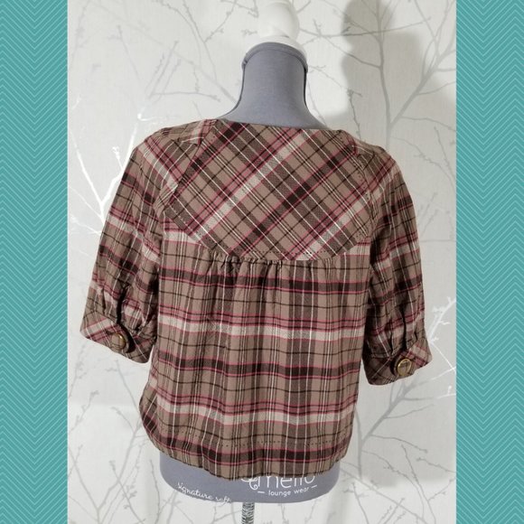Talula Tan & Pink Checks Oversized Boxy Fit Jacket - Picture 4 of 5